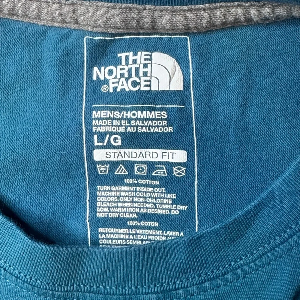 The North Face T-Shirt Mens L Blue Box Logo Never Stop Exploring Short‎ Sleeve